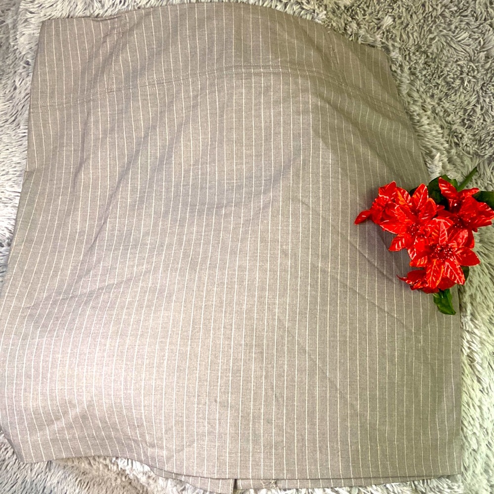 New York and Company Grey and White Pinstripe Skirt